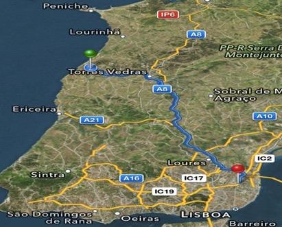 1 hour driving from Lisbon