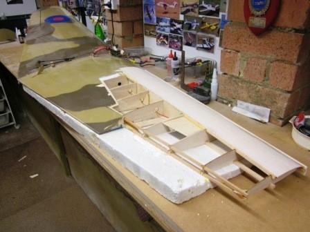 where it is glued with CA using a straight edge and clamps An aileron servo
