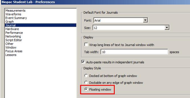 Appendix 5: Enabling the Floating window Journal Display BSL 4.1.