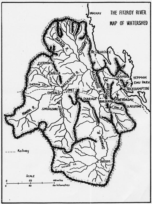 As the historical map below indicates, the Fitzroy also drains an enormous area the second largest catchment in Australia.