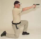 Kneeling on one knee, the other extended toward the target. Buttocks may be on heel or side of foot but cannot touch the ground.
