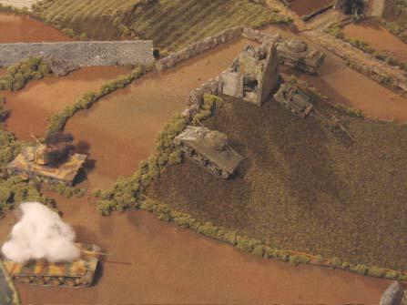 In Lingevres, Shermans break out from both ends of town, moving into the fields south and west of Lingevres.