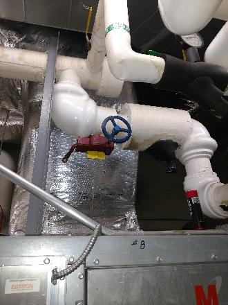 cabinet Water Valve #1: Located above the Air Handler facing the