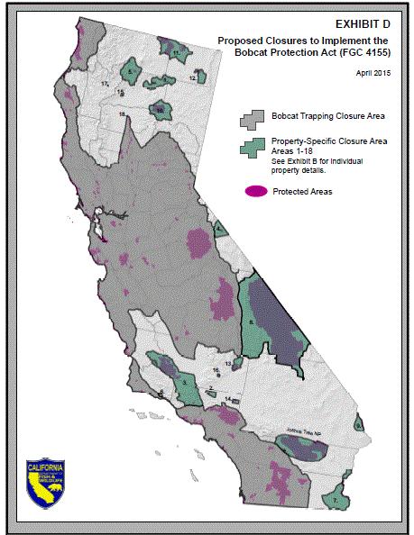 The CDFW has not yet studied the natural bobcat populations found throughout the state although they account for their presence when evaluating connectivity between natural landscape blocks.