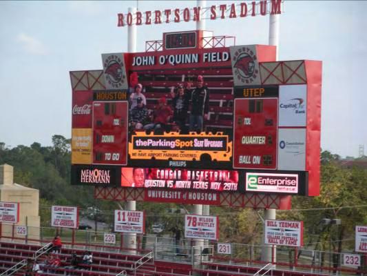 7M colors Signage is permanent and rotates during all UH football and MLS Houston Dynamo home games Cougar Vision Replays Presenting sponsor of approximately eight replays