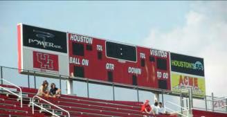 One (1) of four 4'H x 14'W backlit panels on north end zone scoreboard Field Level End