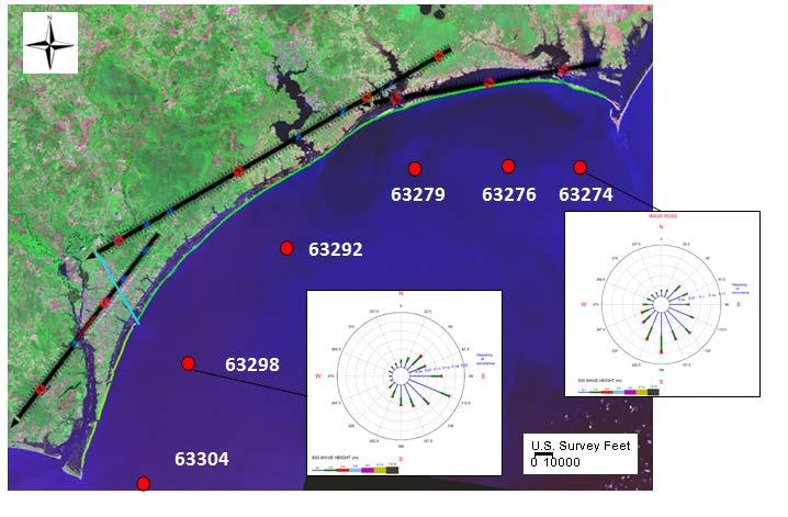 Onslow Bay - Procedure Inputs: Grid spacing = 300 ft Shorelines: