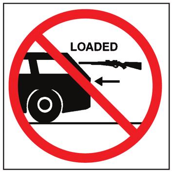 Unload a firearm before putting it in a vehicle (chamber empty, magazine empty). Hunters and target shooters should load their firearm only at their destination, and only when they are ready to shoot.