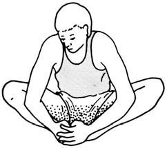 of feet touching Hold feet/ankles Bend forward from hips Supine Hamstring Stretch Lie on back, legs