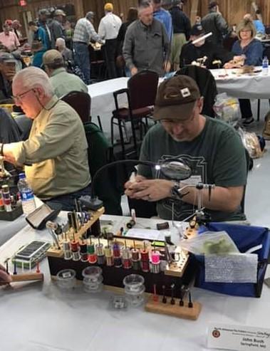 For the past several years he has tied some beautiful streamer flies, mounted them in frames, and donated them for the chapter's