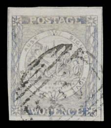 SG 29/a, poor impressions characteristic of this printing, margins large to huge with compartment lines at top and left, faint stain on