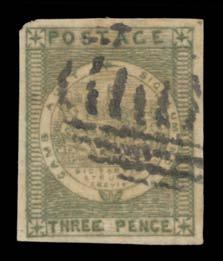 good to large with compartment lines at left & right, indistinct numeral cancel, Cat 300.