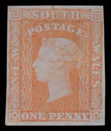(6d) orange & Prussian blue SG 104, margins close to large, ironed-out vertical crease, a little