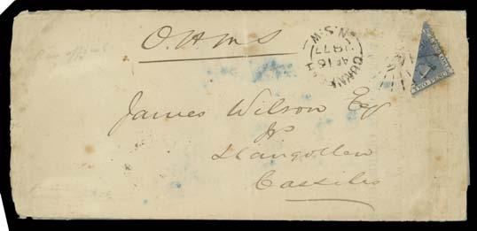 England with Imperf Diadems 2d pair & 6d; 1877 OHMS lettersheet with DLR 2d bisect paying the 1d newspaper rate tied by Rays '145' of Gunnedah; AND 1872 to India with DLR 1d 2d & 6d and Rays '208' of