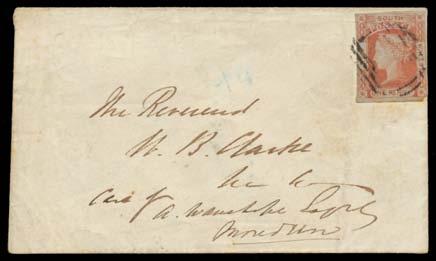 Prestige Philately - General Public Auction No 139 Page: 21 NEW SOUTH WALES - Postal History (continued) 313 C B 314 C (A) Lot 313 1853 small local cover with Laureates Imperf 1d SG 46