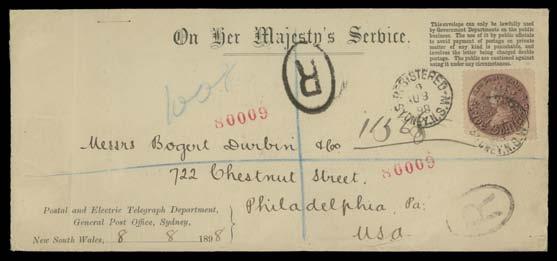 250 316 C A Lot 316 1895 stampless OHMS envelope with Australian Museum imprint at top, sent unsealed to the Vienna Zoological & Botanical Gardens, oval 'AUSTRALIAN MUSEUM/SYDNEY' cachet