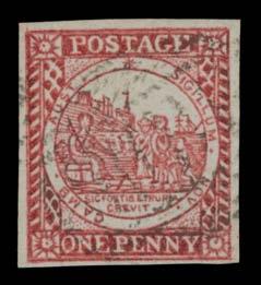 750 238 F A+ Lot 238 ONE PENNY: Plate II (Clouds) Hard Greyish or Bluish Paper 1d crimson-lake Clouds