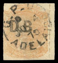 ' on De La Rue Star Rouletted 2d, '6' in barred-circle cancel of the Receiving Office at Redruth where there was a gaol. Rated RR.