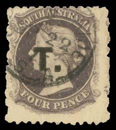 Prestige Philately - General Public Auction No 139 Page: 37 SOUTH AUSTRALIA - Official Stamps - Departmental Overprints (continued) Lot 391 391 G A TREASURY: Black 'T.