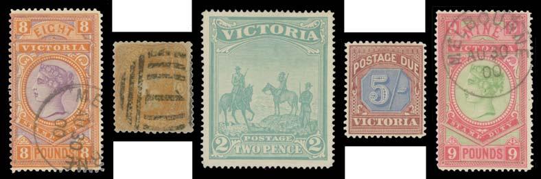 VICTORIA 300 456 Ex Lot 456 *O Collection in five Hagner albums with lots of attractive stamps including Emblems, Laureates, Beaded Ovals 3d