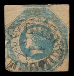 (98) 1,000 150 459 O B/C Lot 459 1852-54 Queen-on-Throne Ham Printing 2d reddish brown SG 18 horizontal strip of 4, margins close to huge with outer compartment-lines largely complete & part of the