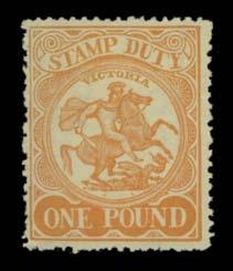 30,000 Ex Lot 475 475 * A B1 1884-96 Stamp Duty Typo 1/6d, 3/-, 4/-, 5/- claret/yellow, 5/- rosine & 6/-, large-part o.g., Cat 500.