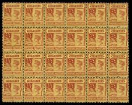 [Stated "believed to be the largest known mint block"] 250 Lot 487 487 */** A/B 1886-96 New Design(ers) Tannenburg 2½d red/yellow SG 315b block