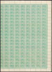 Ex "Lionheart" 750 Lot 499 499 */** A- OFFICIAL STAMPS: 1905-13 Crown/A Perf 11 ½d blue-green perf 'OS' BW #V23ba complete sheet of 240, some reinforced perf
