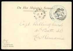[Central Highlands; 6km S of Daylsford] Wesley Church: 'WESLEY CHURCH/6MR39/MELBOURNE' two strikes on philatelic cover, 'WESLEY CHURCH/MELBOURNE C1' h/s in violet on provisional registration label, a