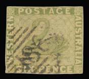 of 11/7/8] 3,500 540 G A Lot 540 1860-64 Printed at Perth from Perkins Bacon Plates Imperf 6d sage-green SG 28, close even margins, indistinct