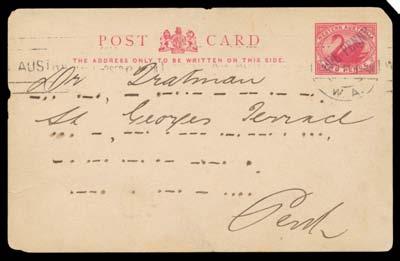 Prestige Philately - General Public Auction No 139 Page: 71 WESTERN AUSTRALIA - Postal History Ex Lot 555 555 CPS Interesting group including 1882 & 1890 covers to GB, 1899 to USA with 'TPO EGF'