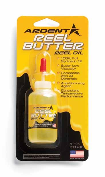 Reel Butter Oil A high-performance synthetic product specifically designed for fishing reels, Ardent Reel Butter Oil penetrates critical components like bearings, shafts and wear points.