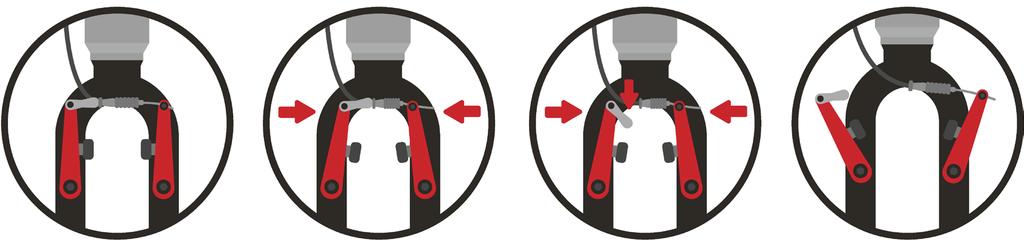 Find the arrow indicating direction of rotation on the front tire.