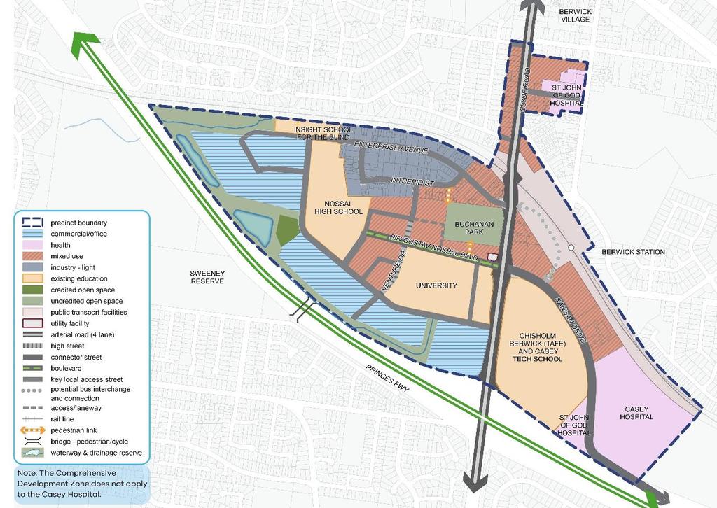 2 SUMMARY OF THE AMENDMENT The VPA, in consultation with Casey City Council and government agencies has prepared the Berwick Health and Education Precinct CDP to guide future development in the