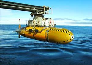 Autonomous Underwater Vehicles AUVs utilise an electric motor with direct drive to small propellors for forward propulsion, with maneovreability from tail fins.