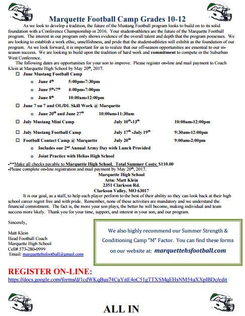10 th -12 th Grade Summer Camp Register On-Line