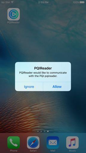 If you aready instaed the pqireader app, you wi be prompted to aow communications to your