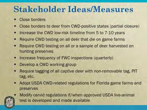These are some of the ideas or measures that have been offered by stakeholders during the outreach