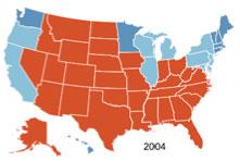 Presidential election results 2004 2008 2012 Source: America s Electoral Future, Brookings/CAP/AEI, February
