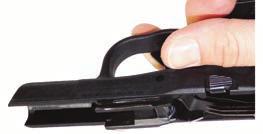 22 TRIGGER BAR Spread one drop of oil along each frame rail (Fig. 21). Place a drop of oil where the rear end of the trigger bar touches the connector at the right rear corner of the frame (Fig. 22).