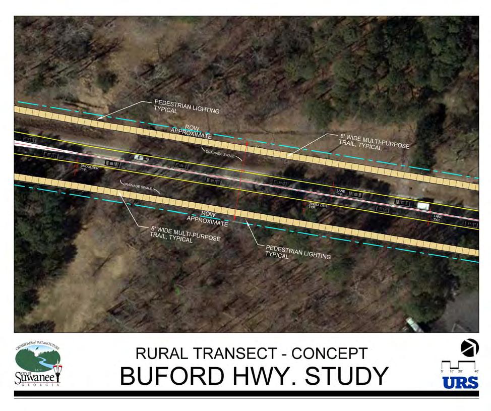 Figure 5: Buford Highway Rural Transect Cross Section and Plan View Note: Cross section and plan view illustrate planning-level