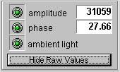 OxyMini Software 30 By clicking the Display Raw Values button, the raw data of phase angle and amplitude are displayed next to the warning lights. 6.2.