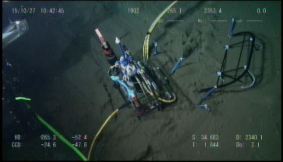 the seafloor next to the seismometer package.