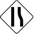 10)This yellow warning sign means a. a left curve ahead. b. the roadway narrows. c. a winding road ahead. d. a divided road ahead.