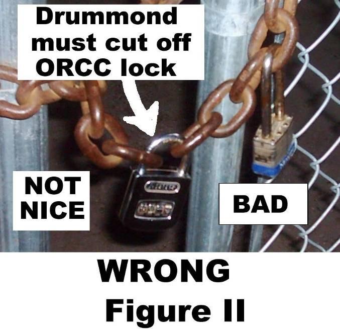 There you will see the correctly locked main gate. With the gate locked in this manner, both Drummond and Greely can easily open the gate without cutting off the ORCC lock.