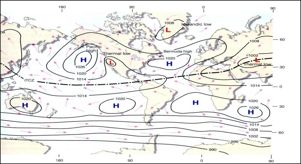 3. RESULTS AND DISCUSSION The North America, during the summer period, is dominated by the anticyclones of the Pacific and the Bermuda-Azores in the North Atlantic (see Figure 2).