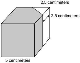Each edge of the cube is 5 centimeters long, as shown below. 24. Justin paints every face of the wooden cube. What is the total surface area, in square centimeters, of the cube Justin paints? 25.
