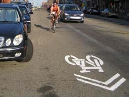 Sharrows ) have been installed on Monterey Street between Santa Rosa and Buena Vista to notify both bicyclists and motorists as to the minimum