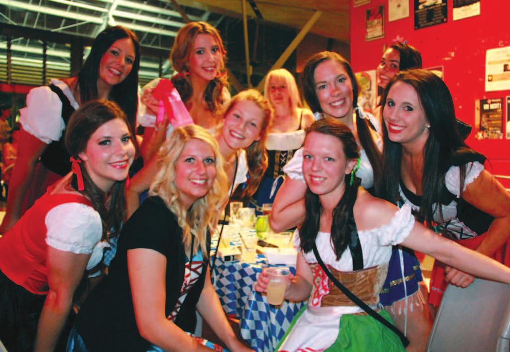 the UOW calendar. Students celebrate Oktoberfest with costumes, pretzels and a traditional German band.
