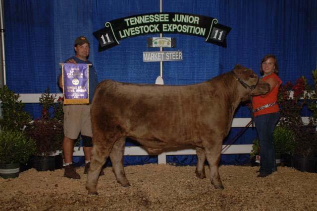 Grand Champion Steer With Buyer Reserve Grand Champion: Britt Bowman, Williamson Buyer: Tennessee Livestock Producers, Inc. Weight: 1330 Total Dollars: $1,550.00 County Group of Five Market Steer 1.